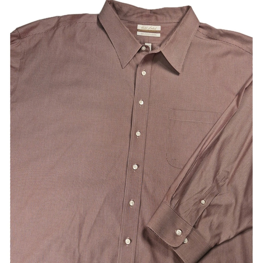 Roundtree & York Gold Label Mens Dress Shirt Wine Twill Button Up  22 34/35 Big